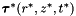 $ \bm{\tau}^*(r^*,z^*,t^*) $