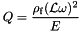 \[ Q=\frac{\rho_{\rm f}({\cal L}\omega)^2}{E} \]