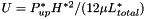 $ U =P^*_{up} H^{*2}/(12 \mu L^*_{total}) $