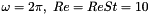 $ \omega=2\pi, \ Re = ReSt = 10 $