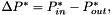 $ \Delta P^* = P^*_{in} - P^*_{out}, $