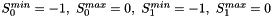 $ S_0^{min}=-1, \ S_0^{max}=0, \ S_1^{min}=-1, \ S_1^{max}=0 $